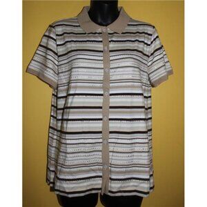 Liz Claiborne Golf Large L Pima Cotton Button Front Collared Top